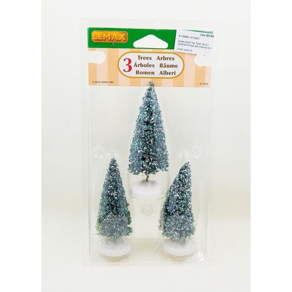 Lemax 2013 Snowy Juniper Pine Tree Set Of 3 Christmas Village Scene 4 Inch NOS
